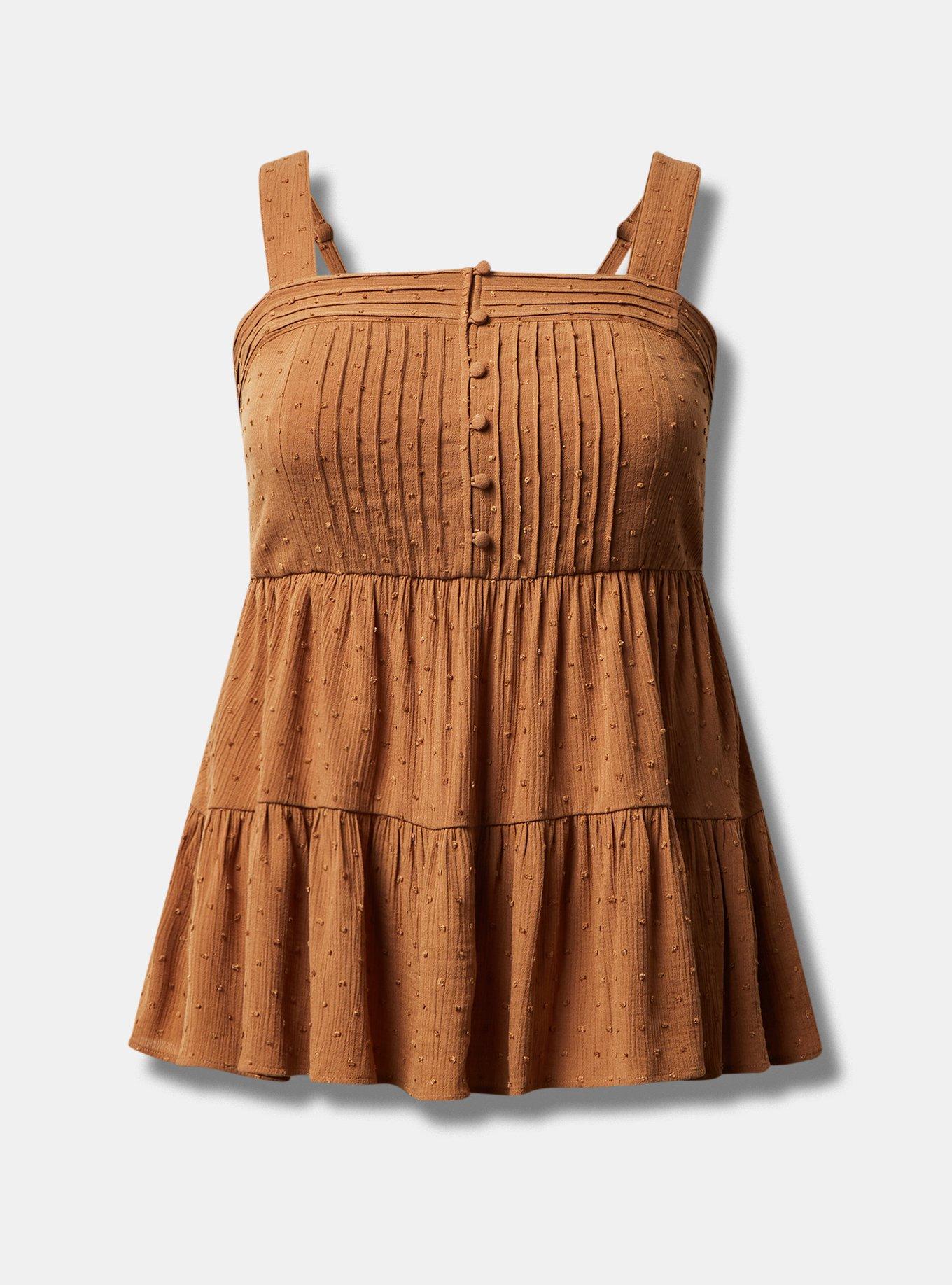 Swiss Dot Washable Gauze Tiered Pin Tuck Tank