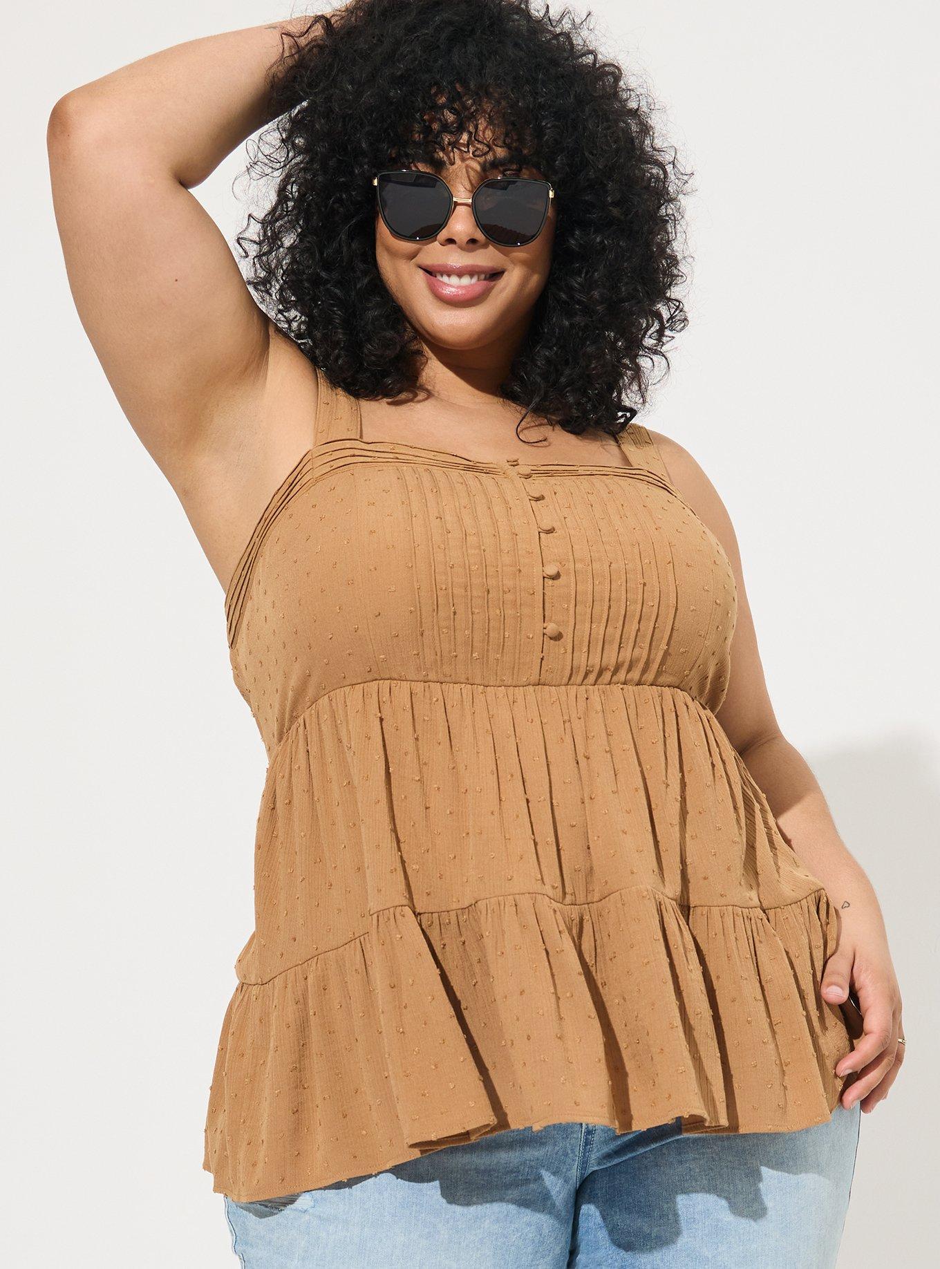 Swiss Dot Washable Gauze Tiered Pin Tuck Tank
