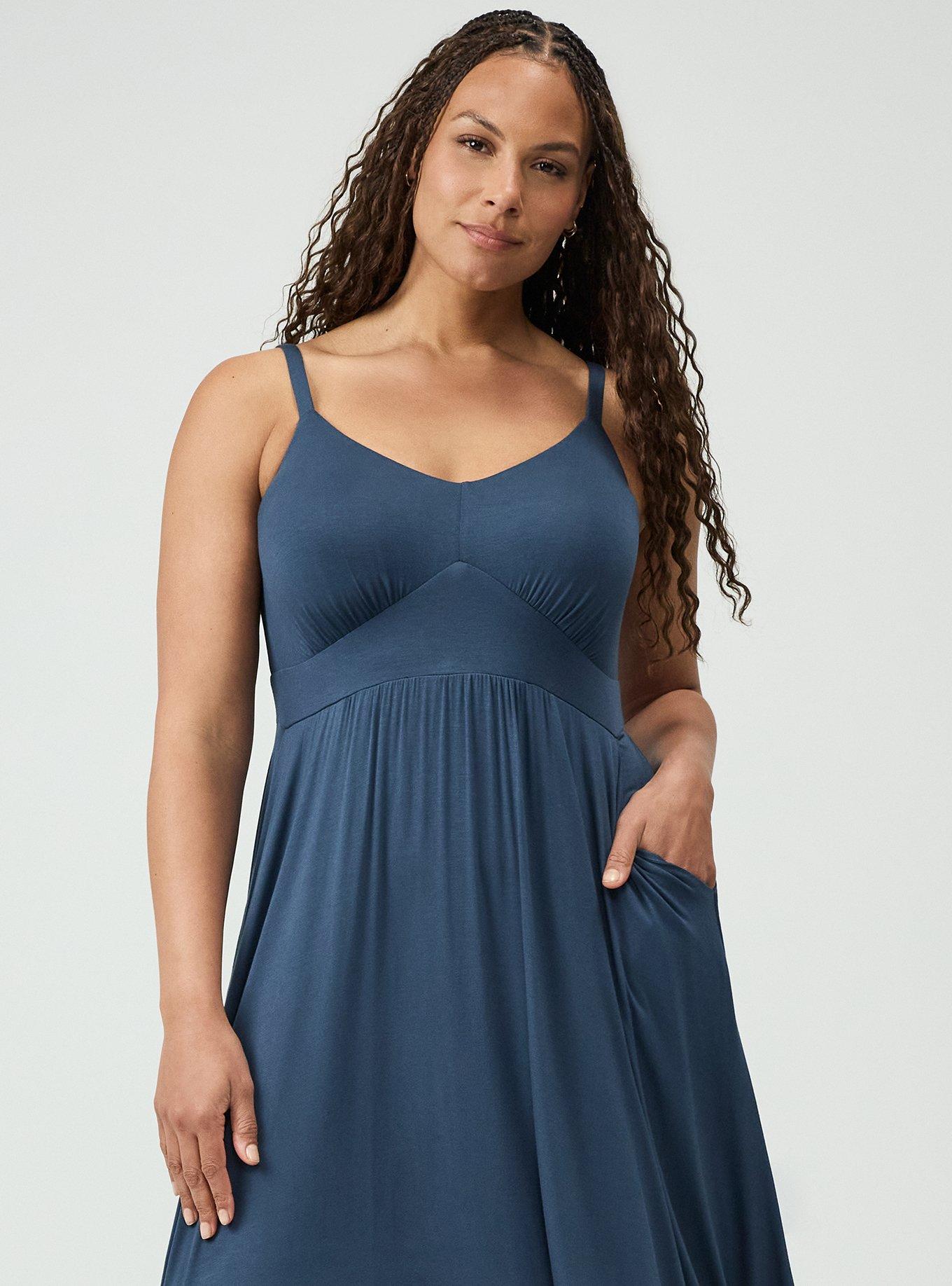 midnight blue plus size dresses Women's Tiered Maxi Dress in Navy, 22/24, Size by Torrid Tiered skirt