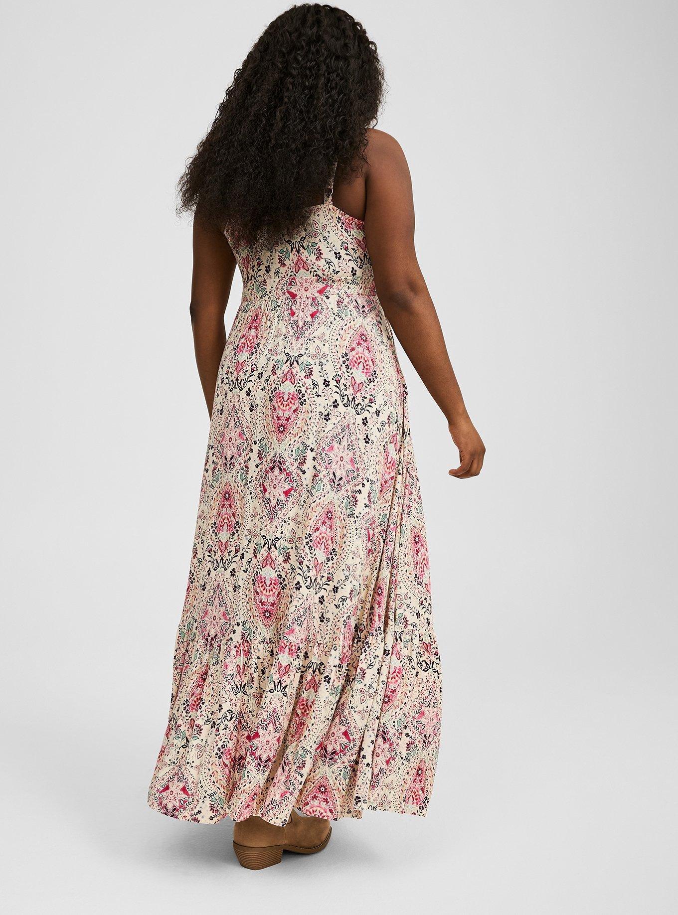 torrid long dresses Torrid Maxi Lenny Tiered Long Dress Tropical Shadows 0 0X L 12 E90840