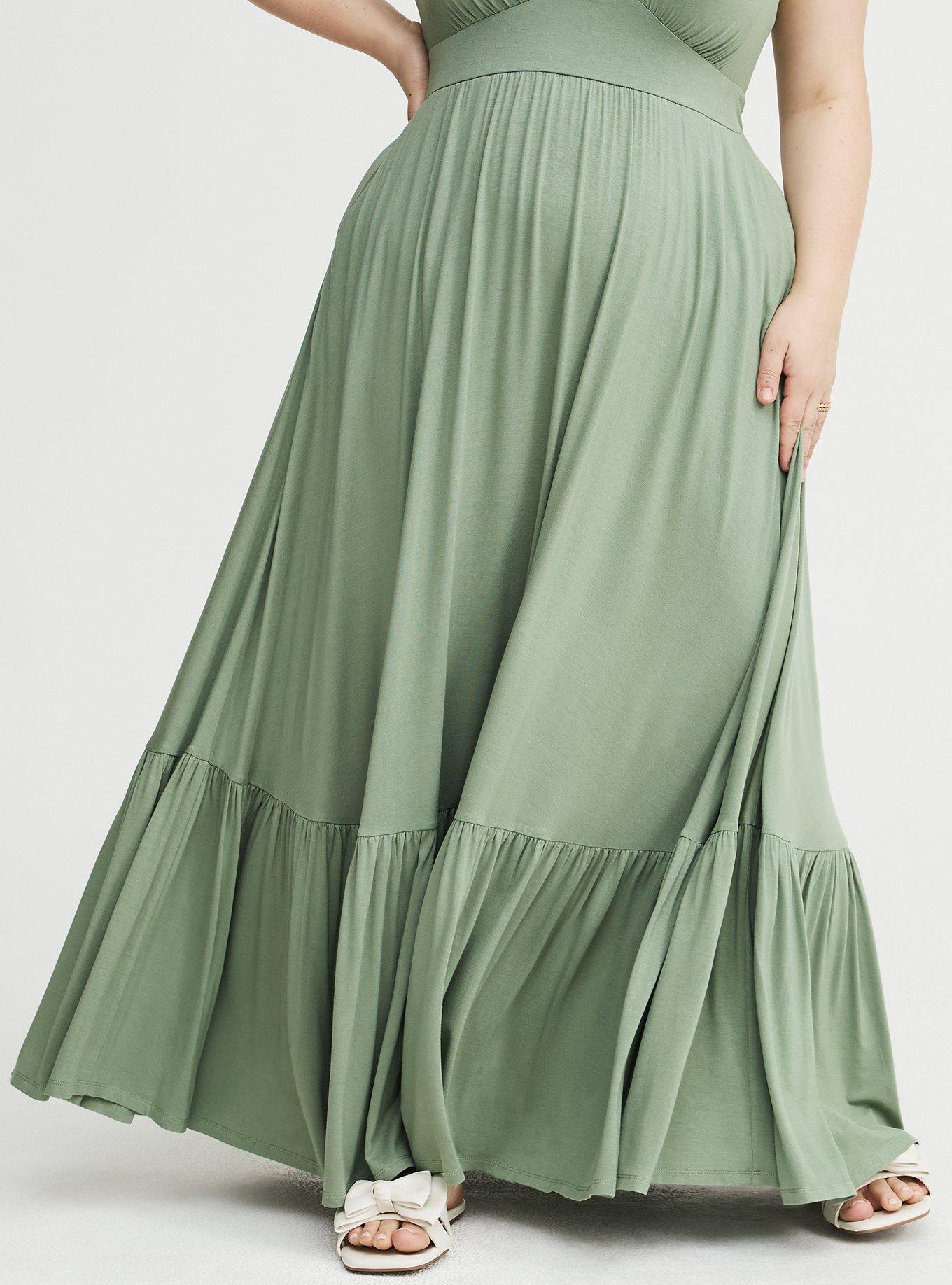 Tiered Maxi Dress, HEDGE GREEN, alternate