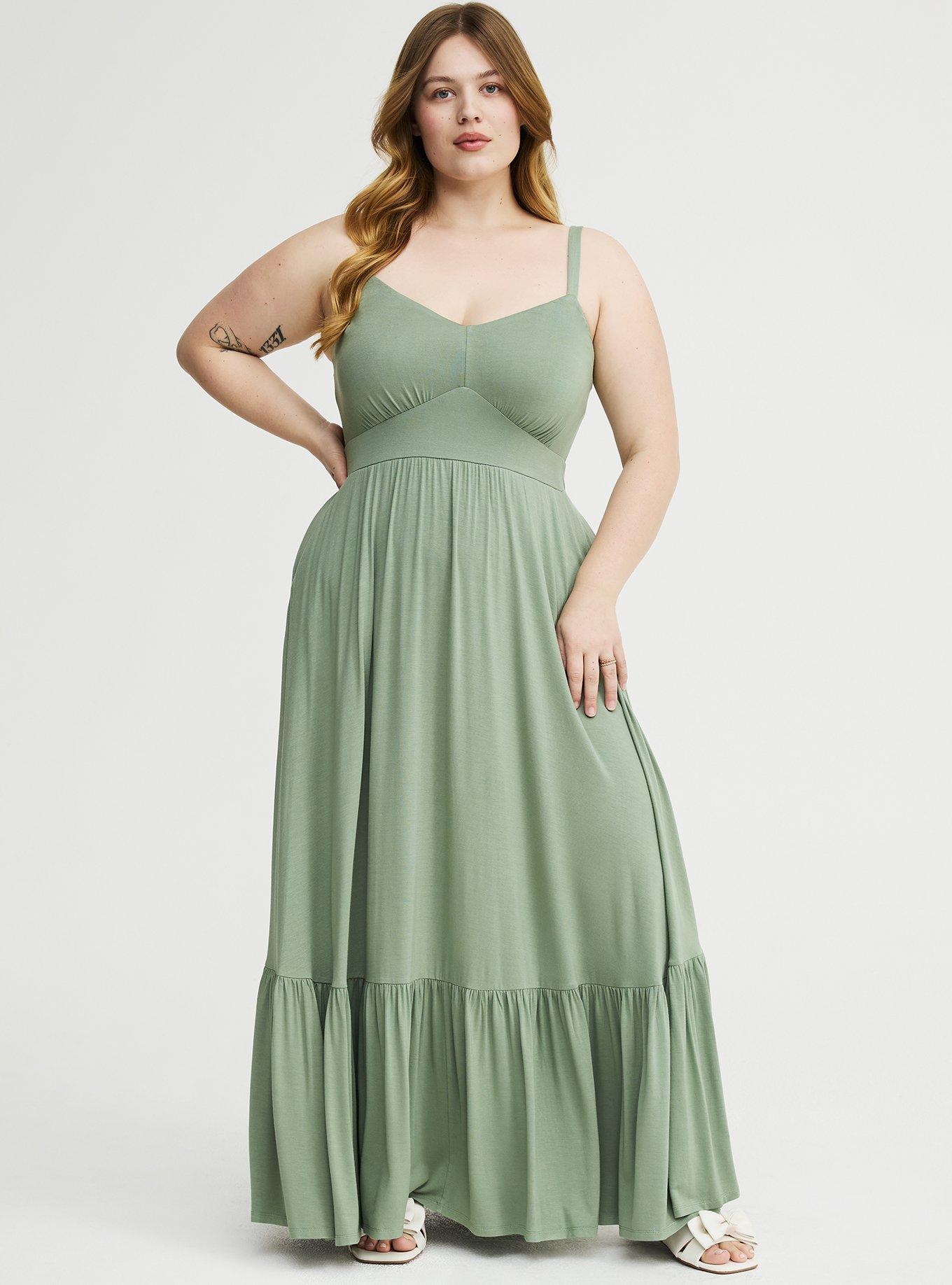 Tiered Maxi Dress, HEDGE GREEN, hi-res