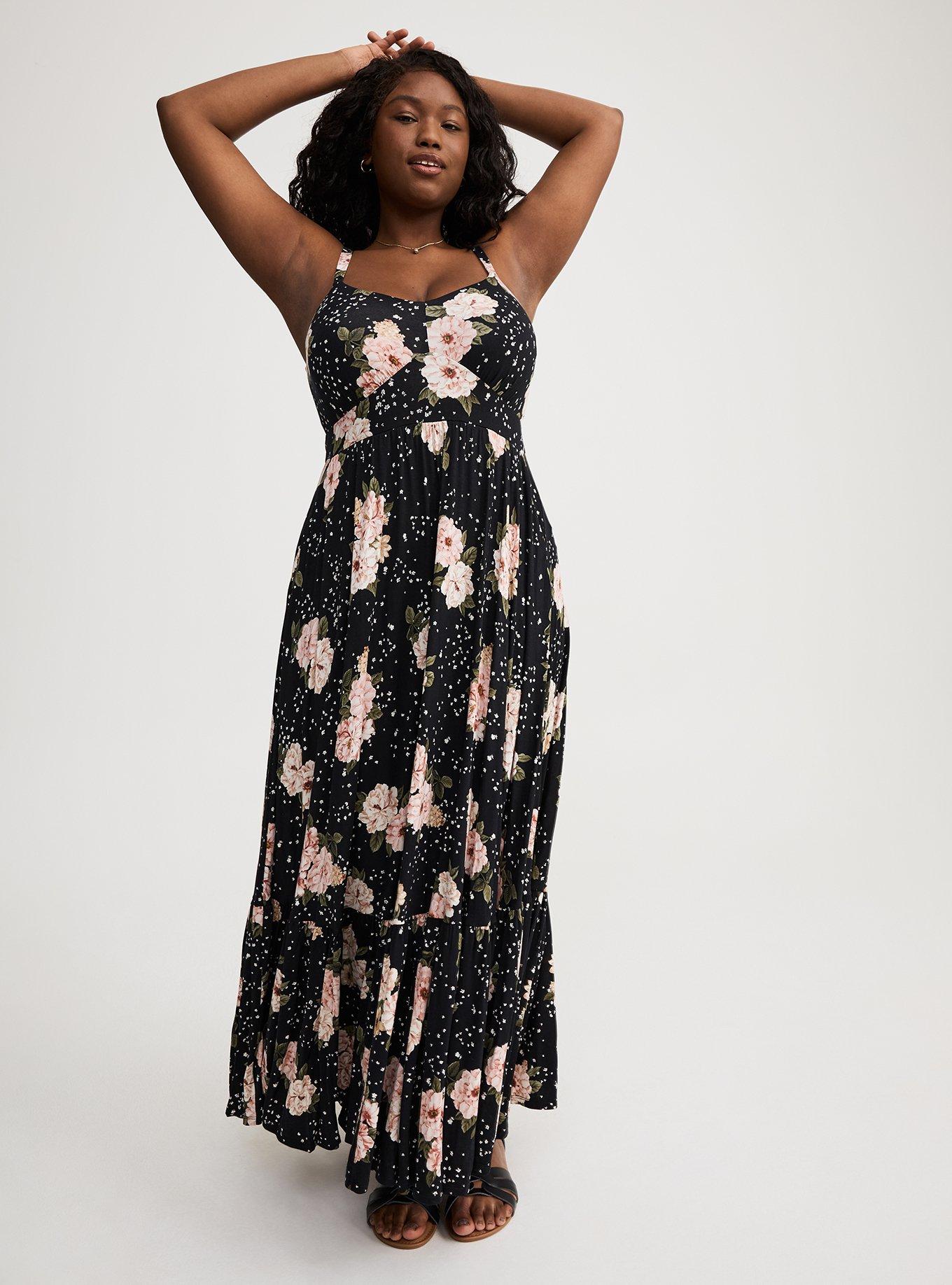 chinese dress ladies Provence Bloom Tiered Maxi Dress Floral Blue