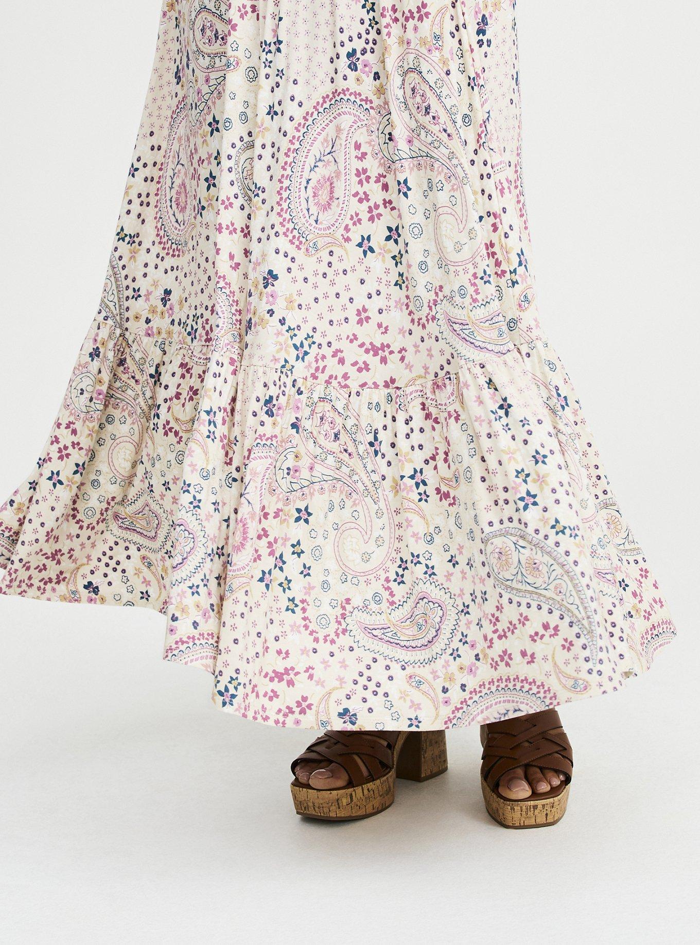 Tiered Maxi Dress, FLORAL PAISLEY IVORY, alternate