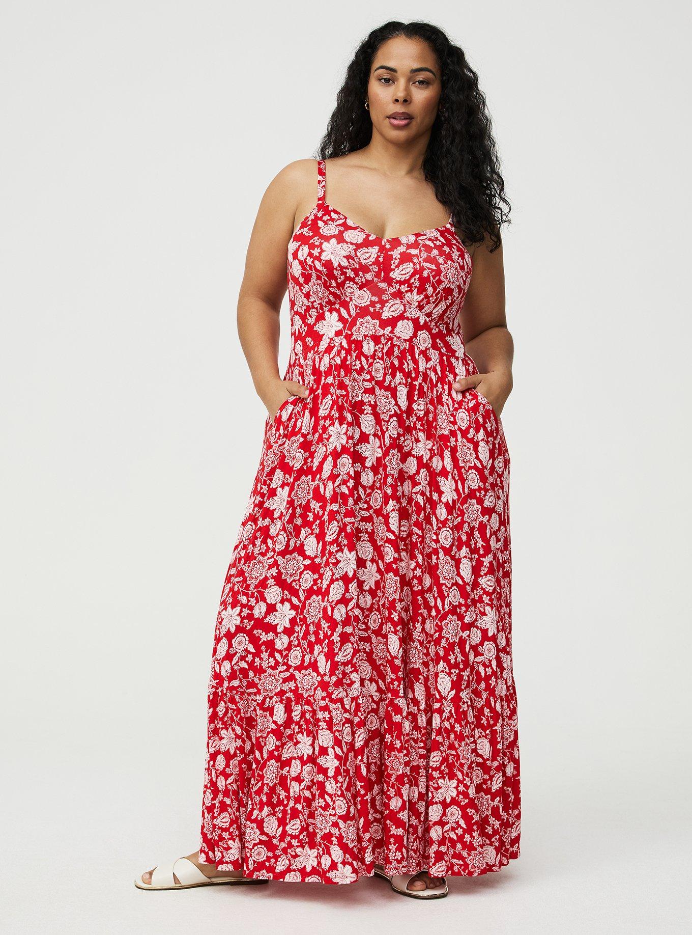 Tiered Maxi Dress, TRACY BANDANA RED, hi-res