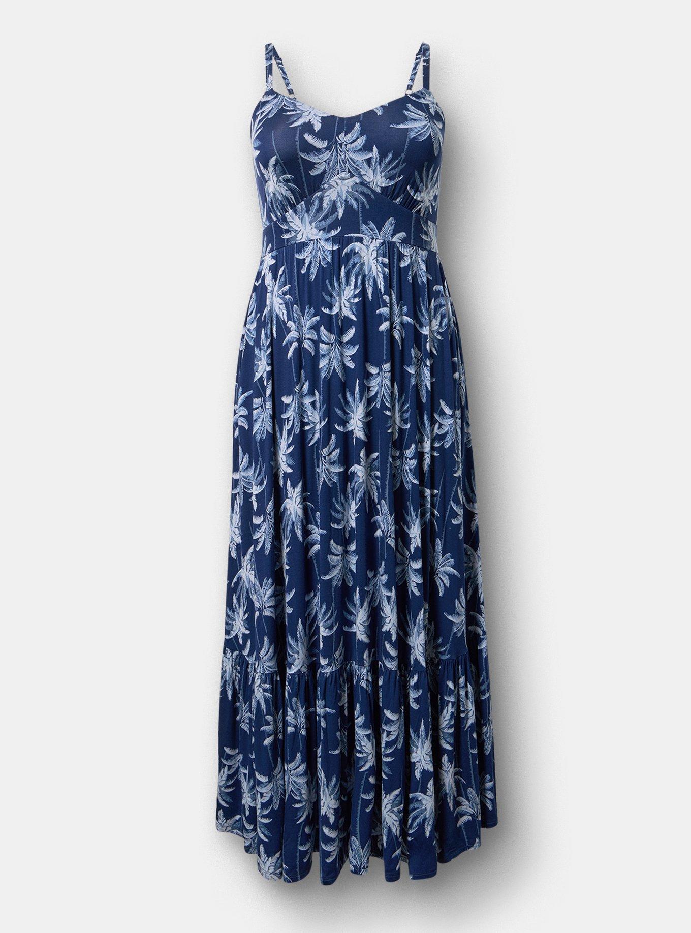 Tiered Maxi Dress, TROPICAL SHADOWS BLUE, hi-res