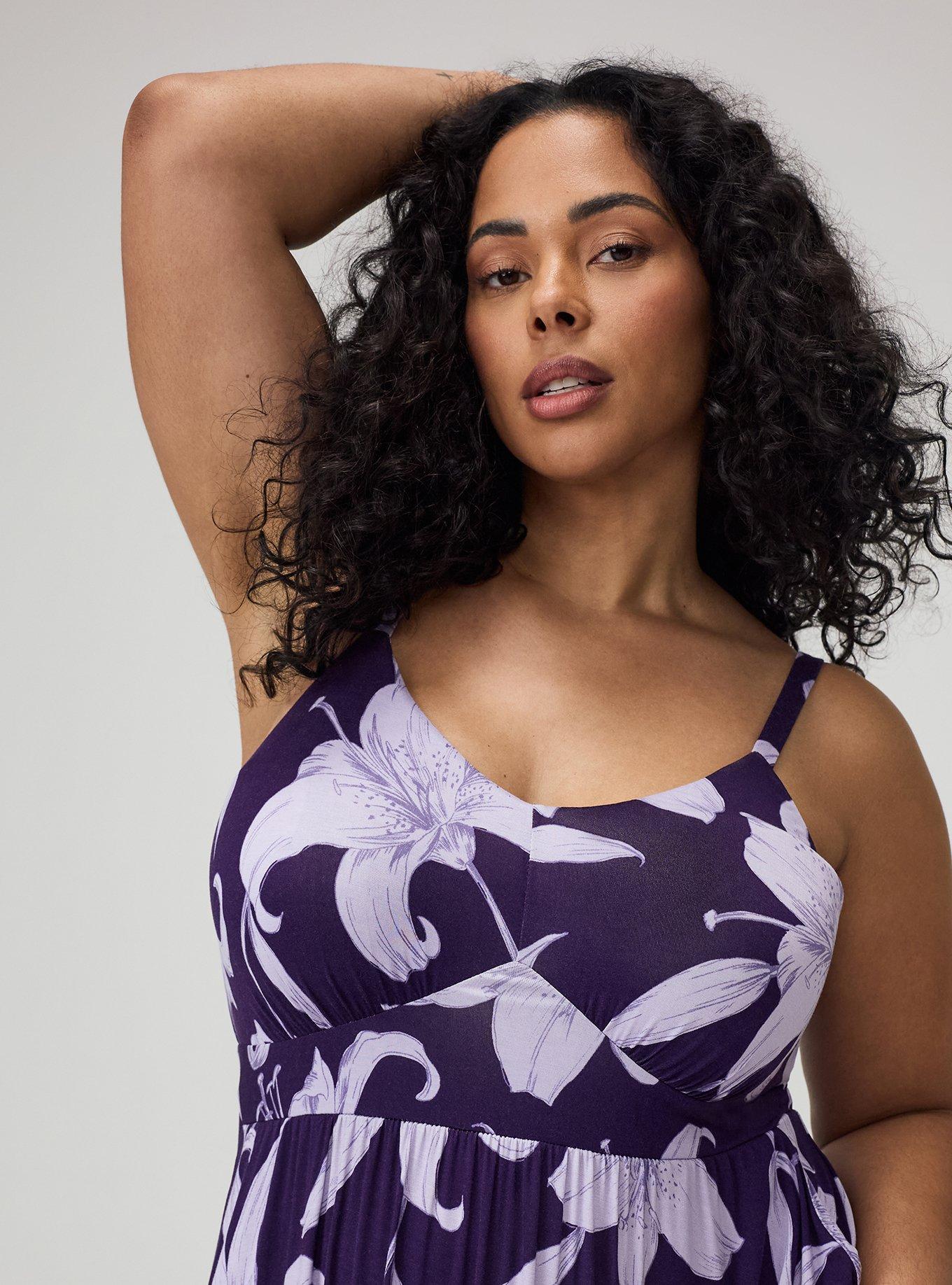 Tiered Maxi Dress, SHADE LILIES FLORAL PURPLE, alternate