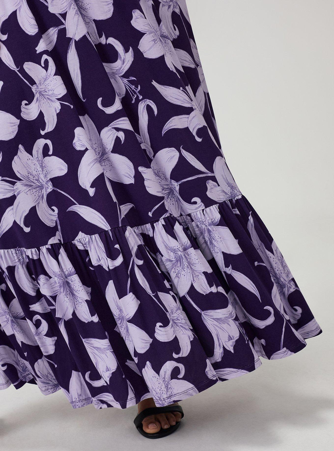 Tiered Maxi Dress, SHADE LILIES FLORAL PURPLE, alternate