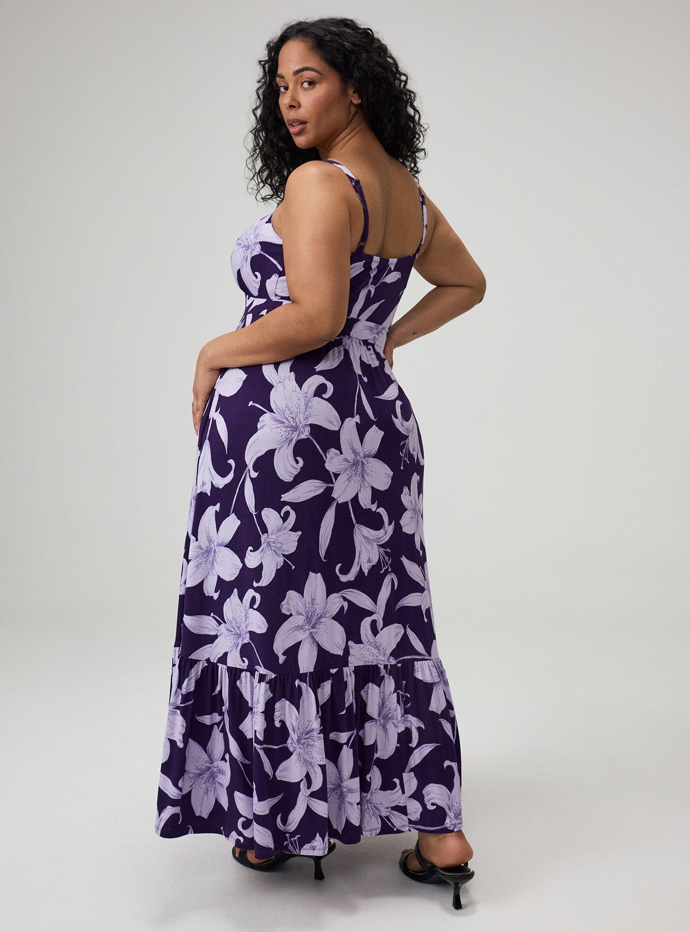 Tiered Maxi Dress, SHADE LILIES FLORAL PURPLE, alternate