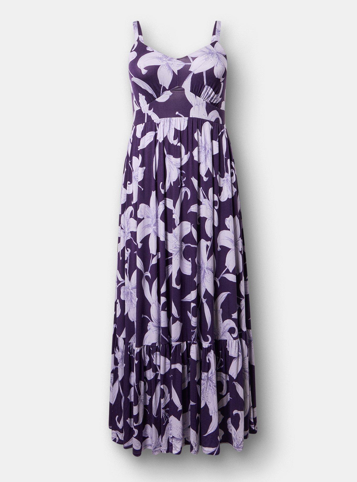 Tiered Maxi Dress, SHADE LILIES FLORAL PURPLE, hi-res