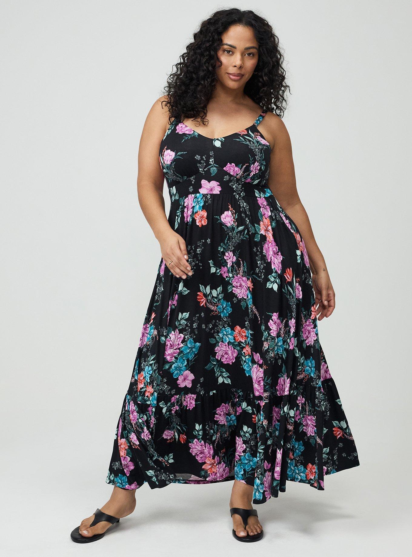 Tiered Maxi Dress, LORENA FLORAL BLACK, hi-res