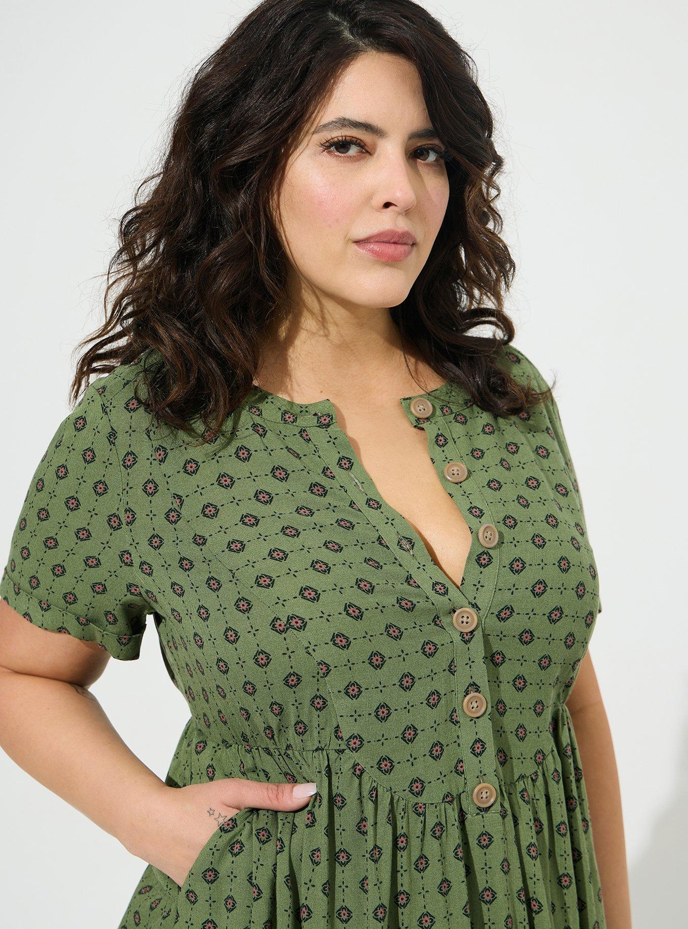 slim fit dress slacks Pinstripe Button-Front Flare Dress