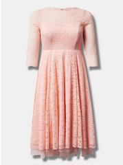 Plus Size Midi Lace Illusion Dress, IMPATIENS PINK KH, hi-res