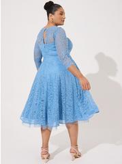 Midi Lace Illusion Dress, BLISSFUL BLUE, alternate