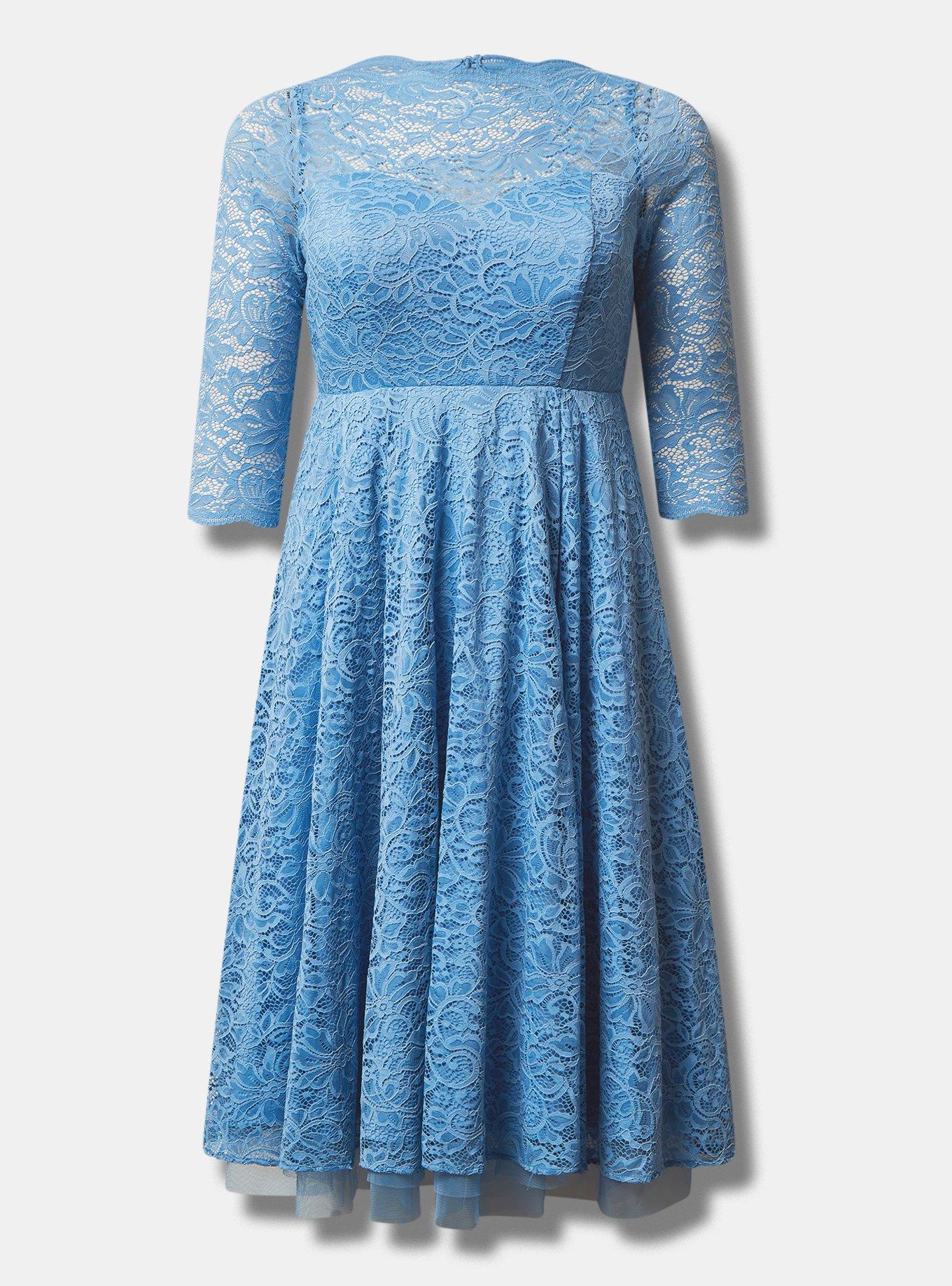 A&N Luxe Ivy - Sky Blue Lace Gown with Plunge Neck & Open Back