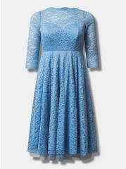 Midi Lace Illusion Dress, BLISSFUL BLUE, hi-res