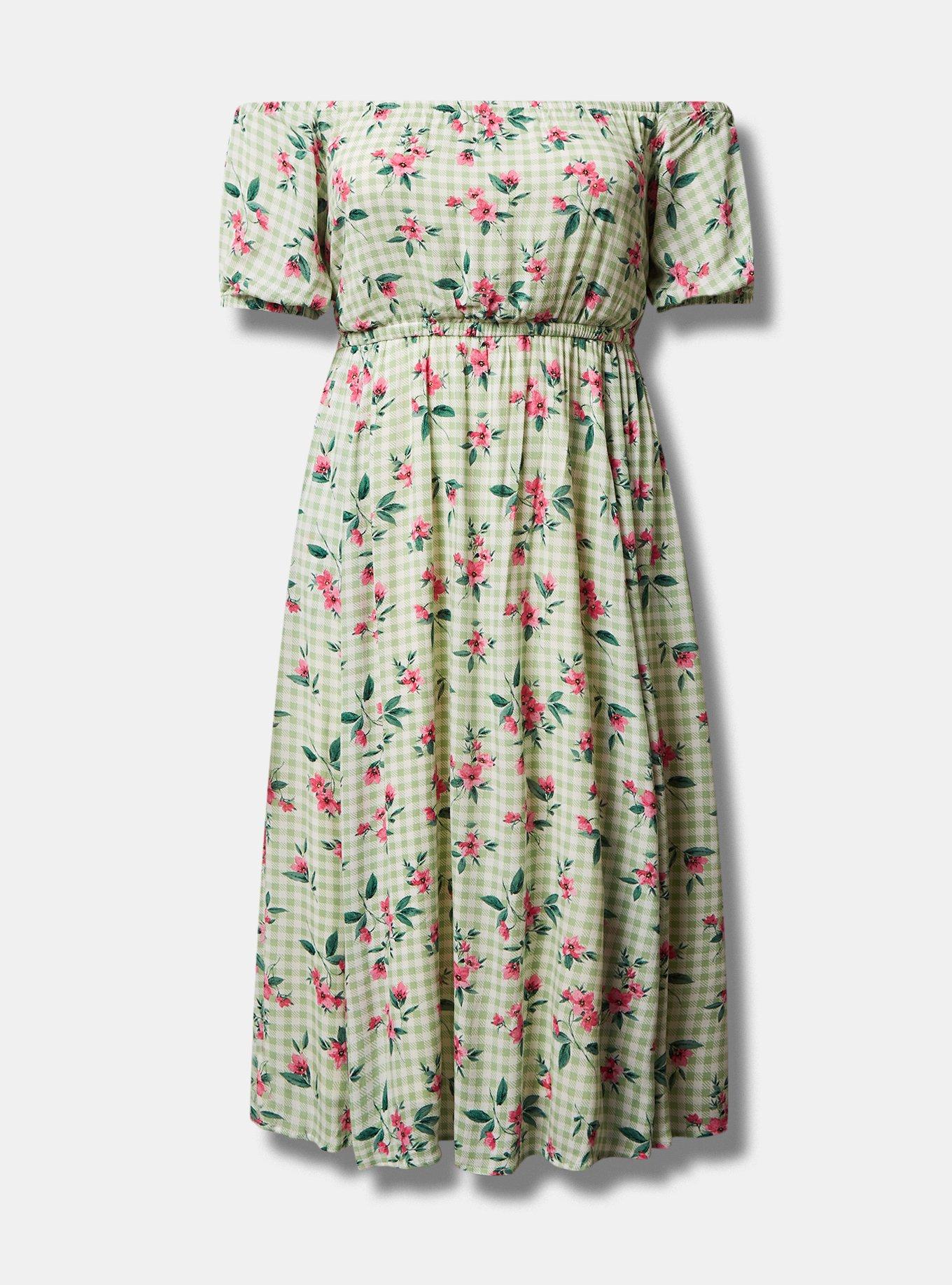 Plus Size Retro Chic Midi Gauze Puff Sleeve Skater Dress Torrid