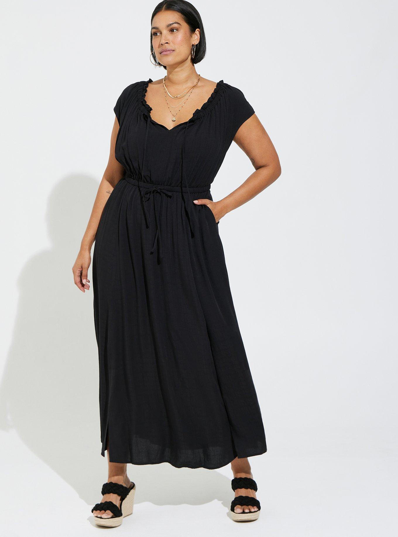 Plus Size - Maxi Textured Woven Double Slit Dress - Torrid