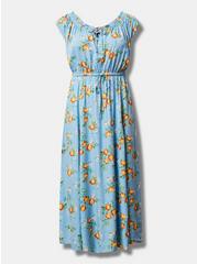 Maxi Textured Woven Double Slit Dress, ORANGE GROVES BLUE, hi-res