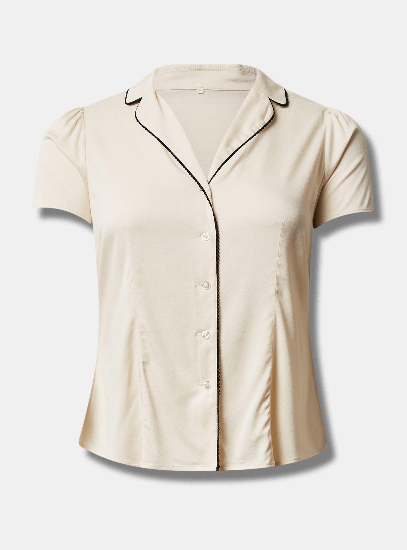 Retro Chic Stretch Challis Button Front Shirt