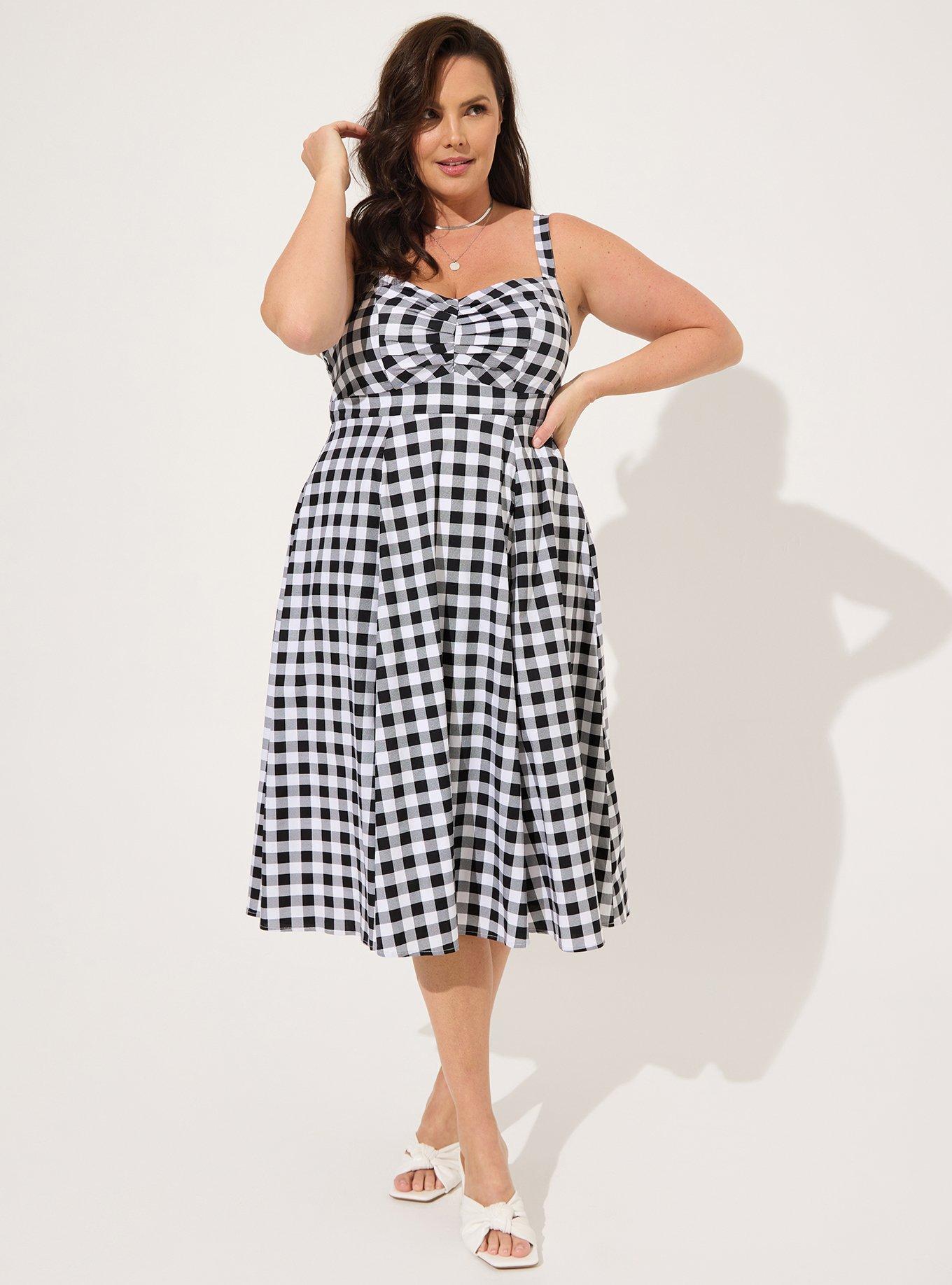 Plus Size - Midi Poplin Sweetheart Shirred Dress - Torrid