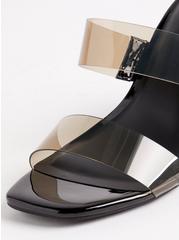 Double Strap Lucite Heel Sandal (WW), BLACK, alternate
