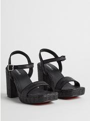 Raffia Platform Heel Sandal (WW), BLACK, hi-res
