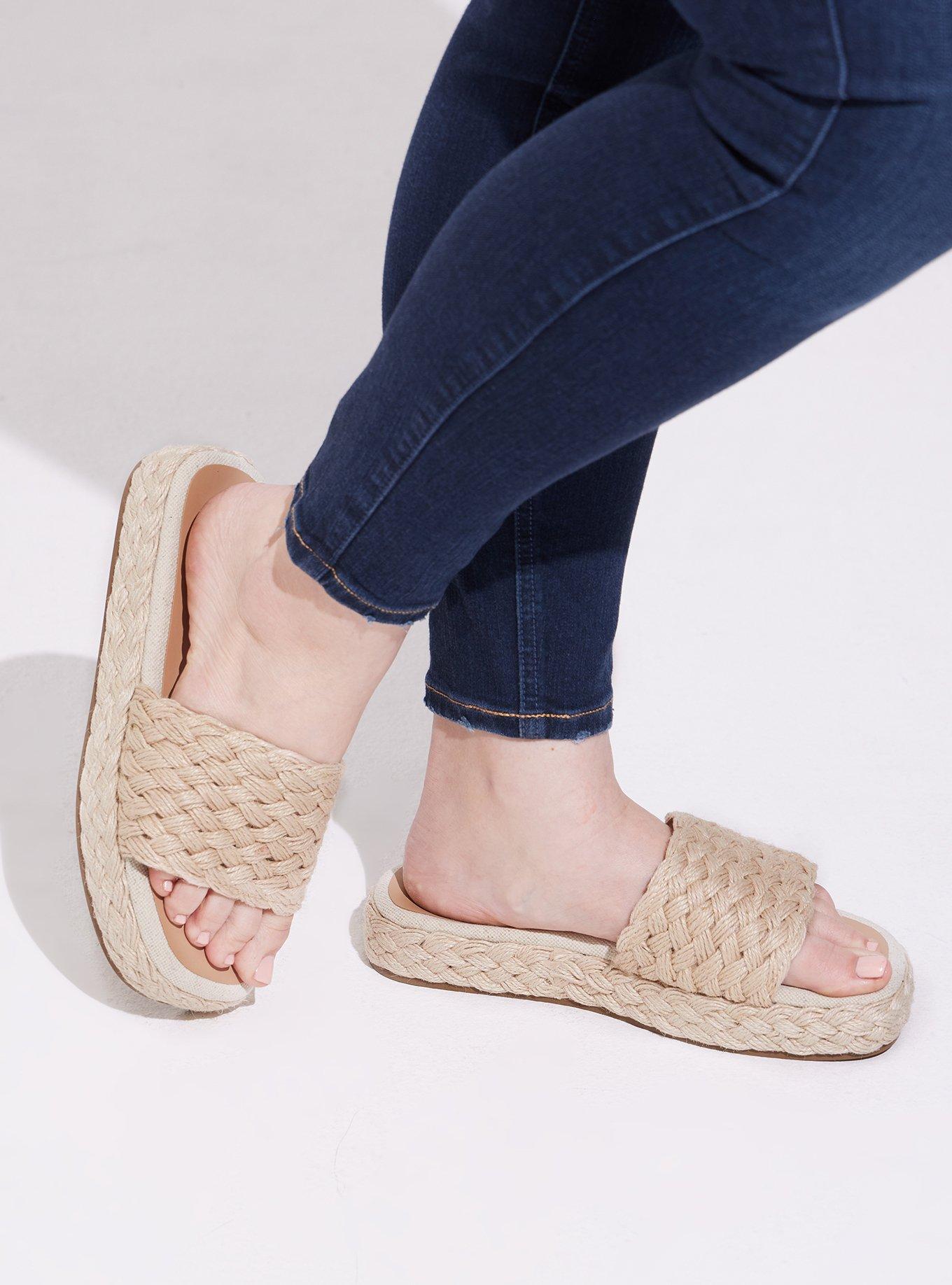 Raffia Platform Slide (WW