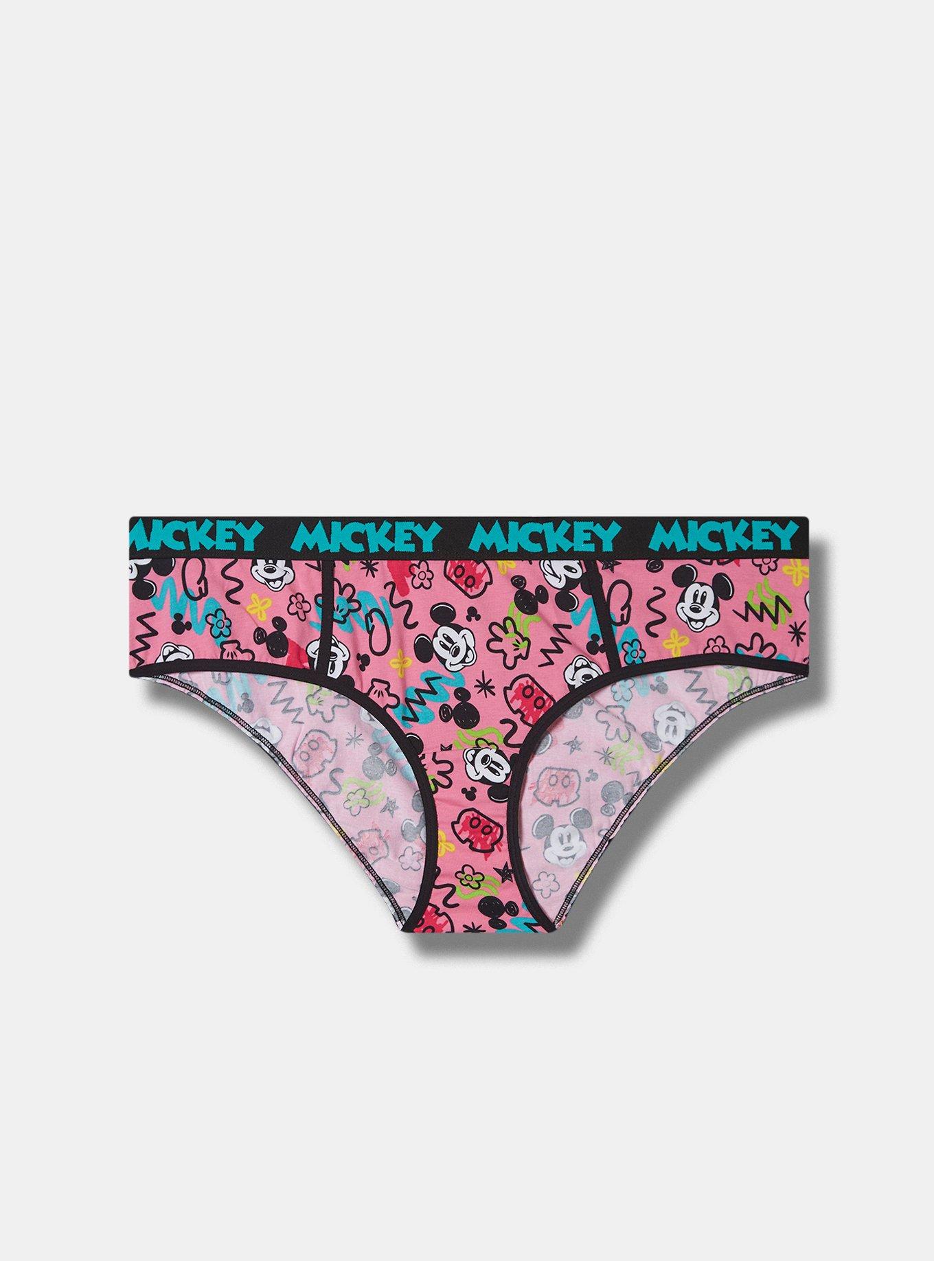 Plus Size Mickey Mouse Cotton Mid Rise Hipster Panty, PINK MULTI, hi-res