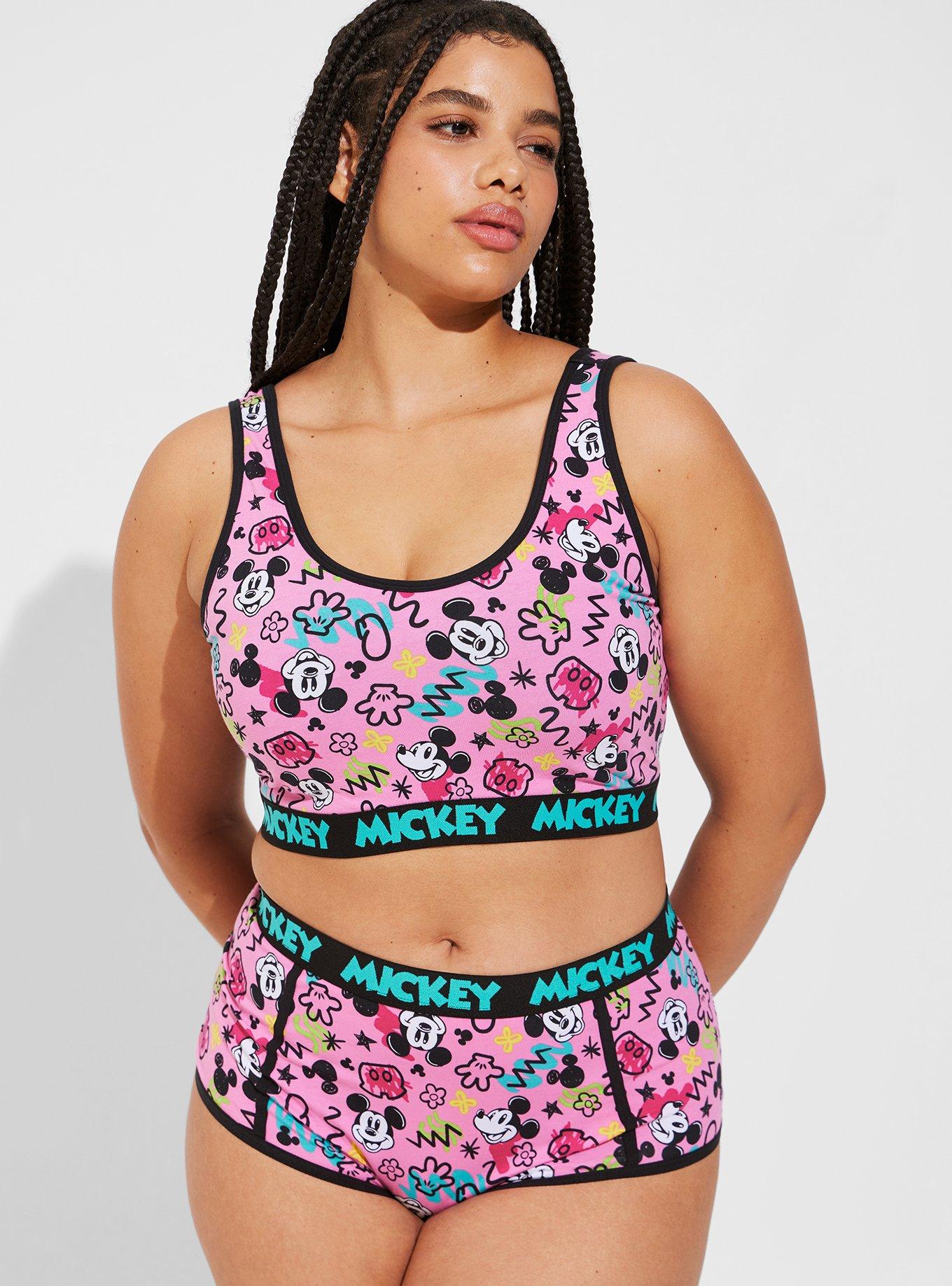 Plus Size Mickey Mouse Cotton Mid Rise Hipster Panty, PINK MULTI, hi-res