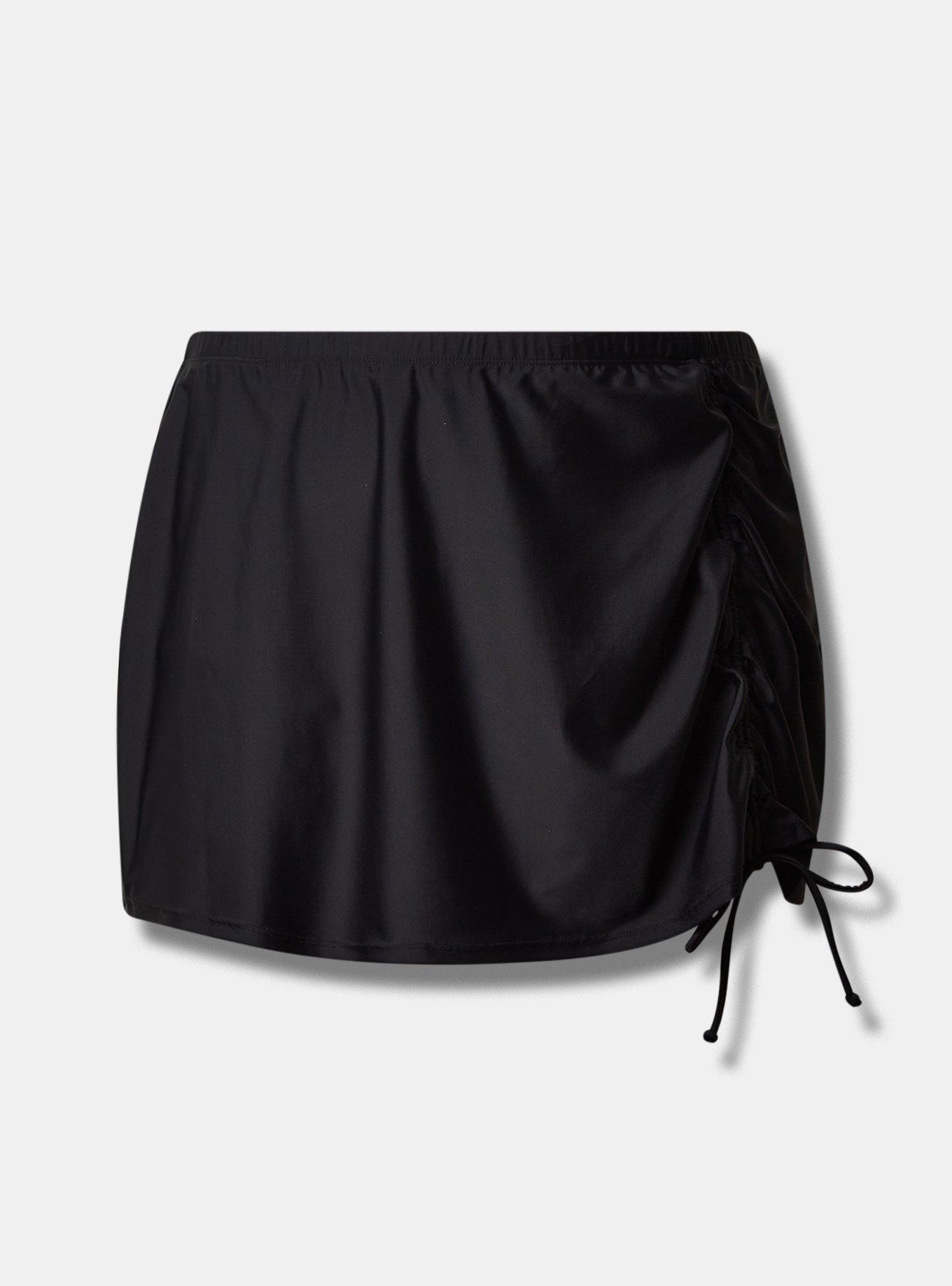 High Rise Adjustable Front Swim Skirt With Brief