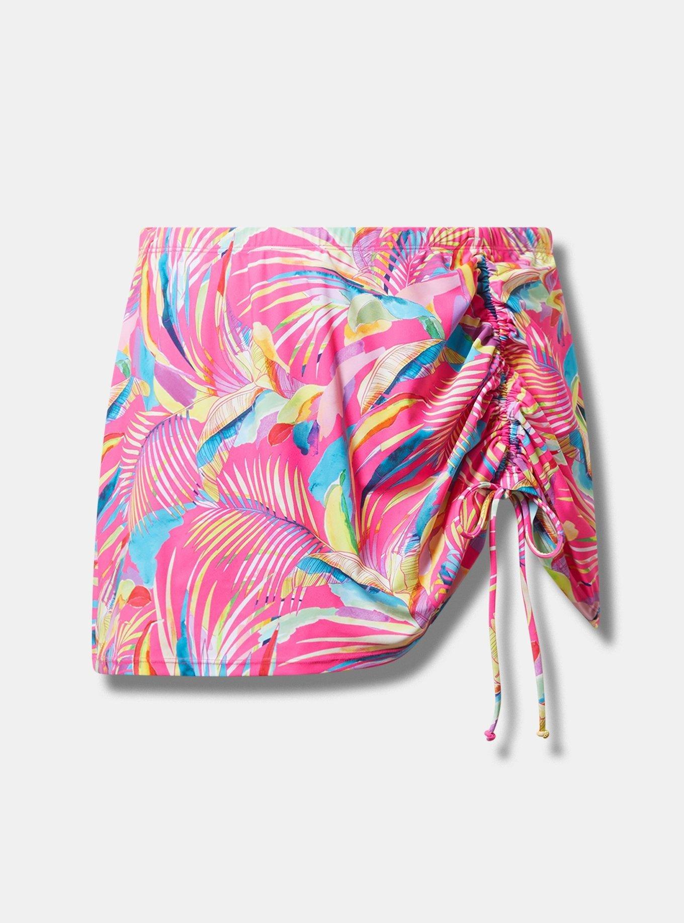 Plus Size - High Rise Adjustable Front Swim Skirt With Brief - Torrid