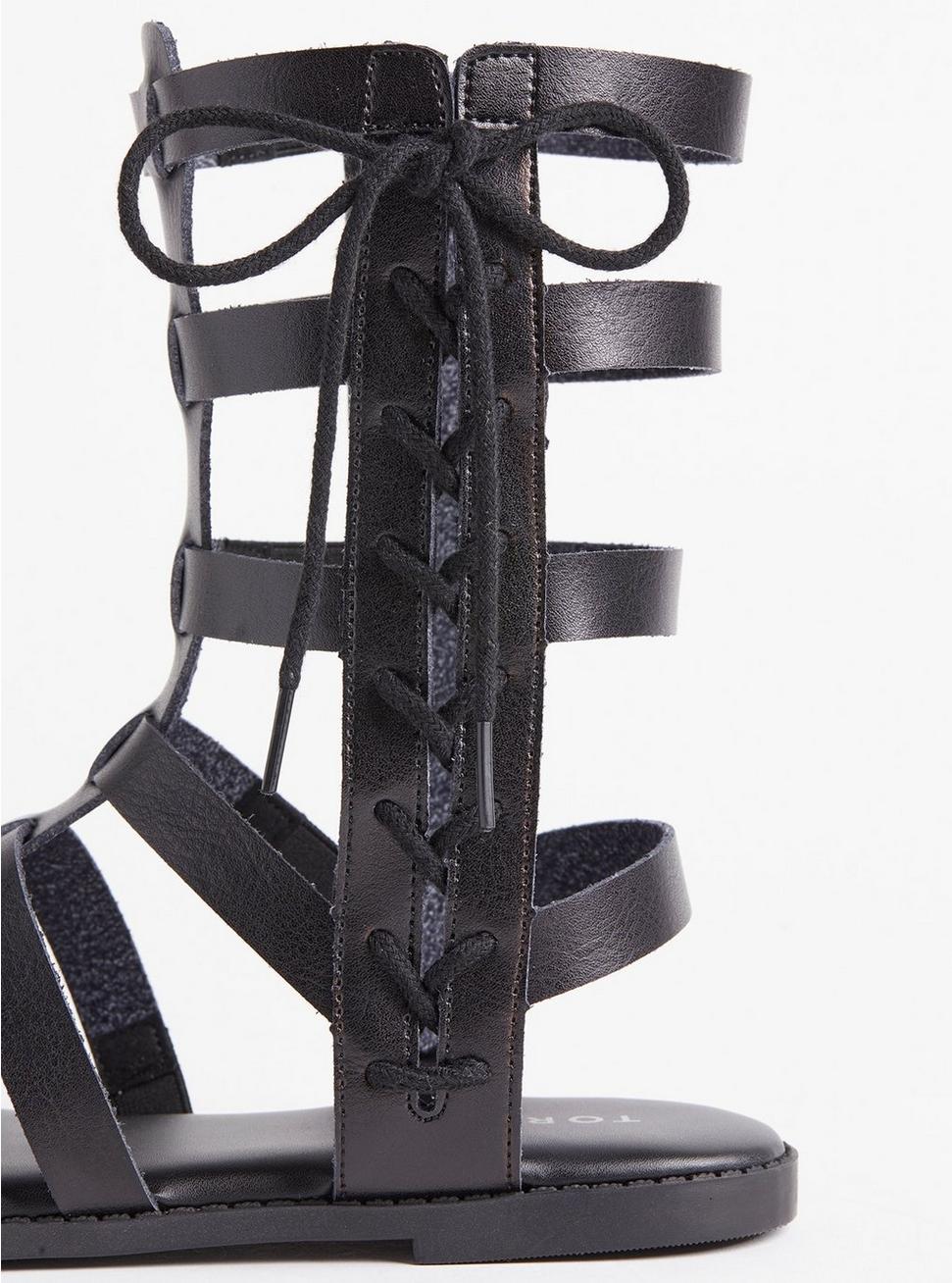 Plus Size Caged Lace Gladiator Sandal (WW), BLACK, alternate