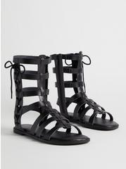 Plus Size Caged Lace Gladiator Sandal (WW), BLACK, hi-res