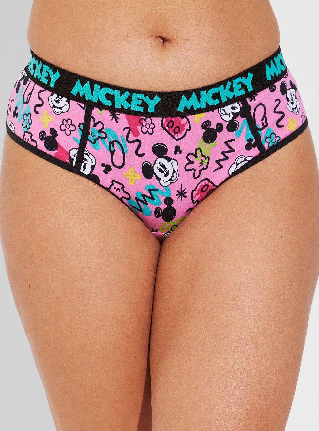 Plus Size Mickey Mouse Cotton Mid Rise Brief Panty, PINK MULTI, alternate