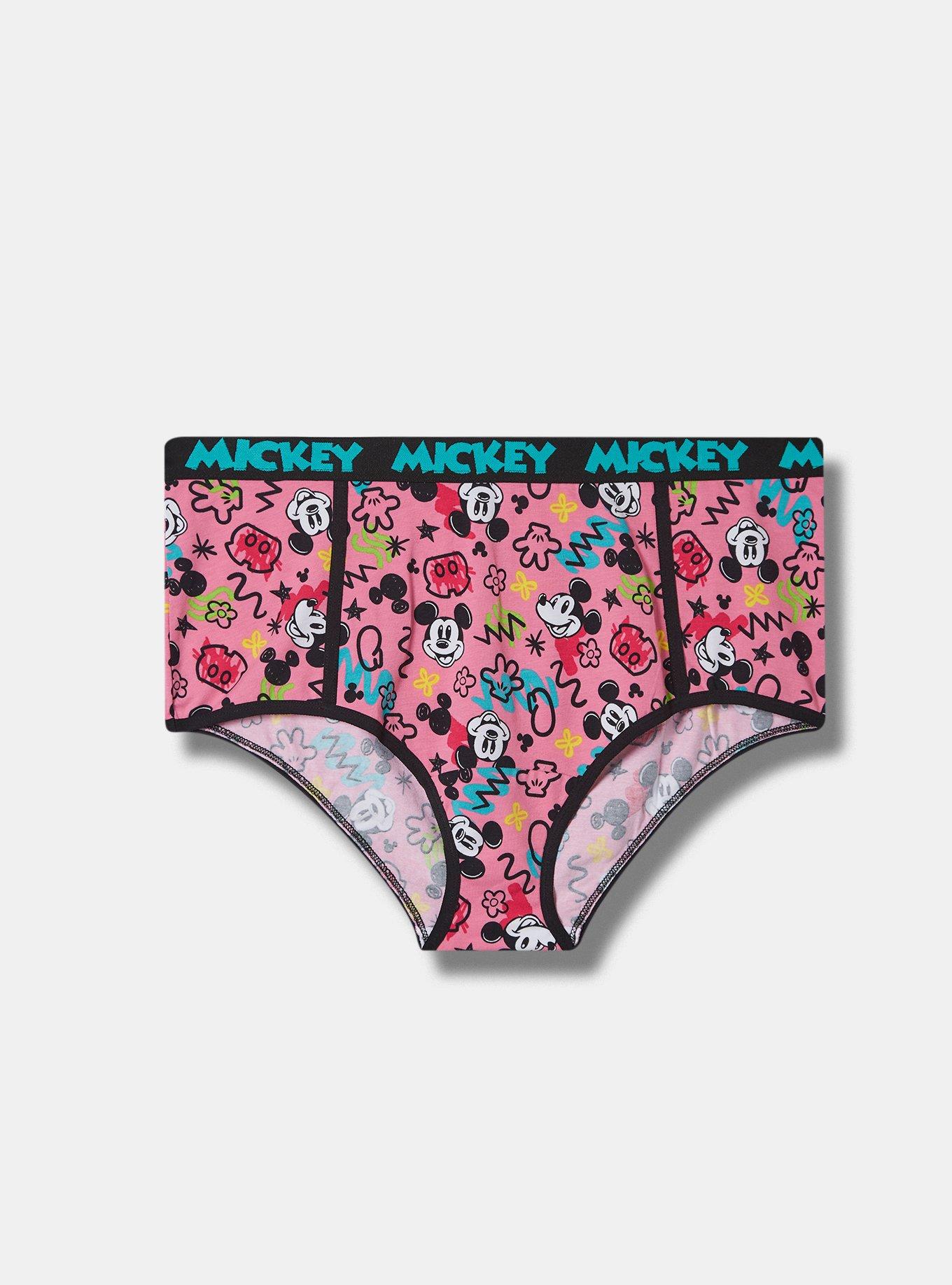 Plus Size Mickey Mouse Cotton Mid Rise Brief Panty, PINK MULTI, hi-res
