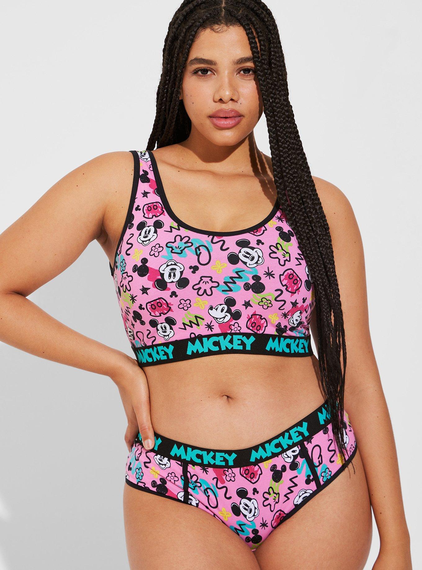 Plus Size Mickey Mouse Cotton Mid Rise Brief Panty, PINK MULTI, hi-res