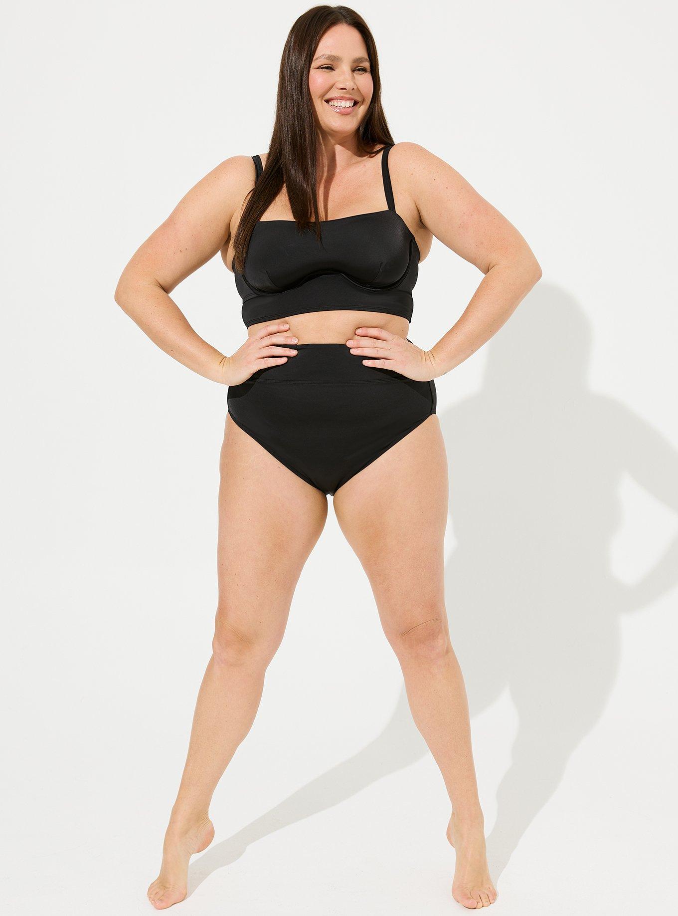 Underwire Unlined Bandeau Bikini Top, DEEP BLACK, alternate