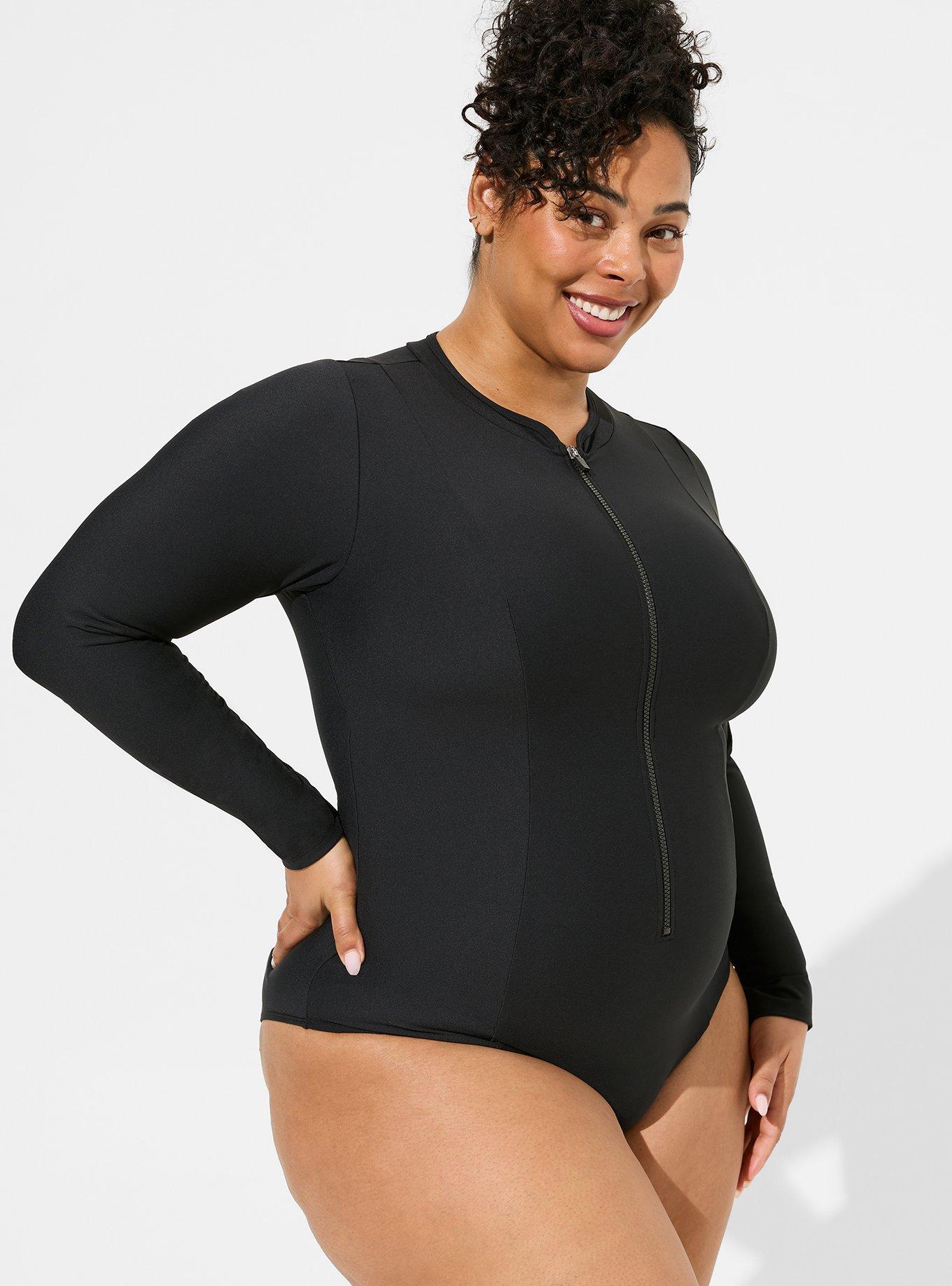 Plus Size - Active Wireless Long Sleeve Rashguard One Piece Swimsuit -  Torrid