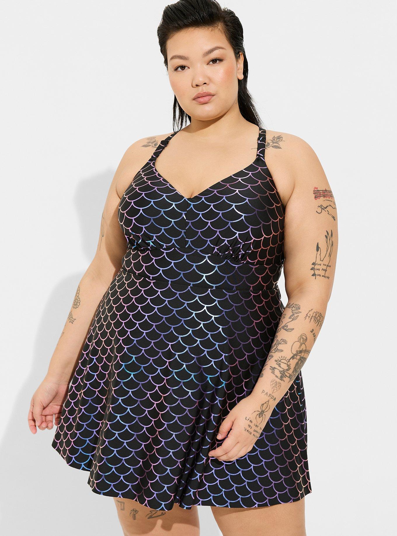 Plus Size - Wireless Mid Strapless Swim Dress With Brief - Torrid