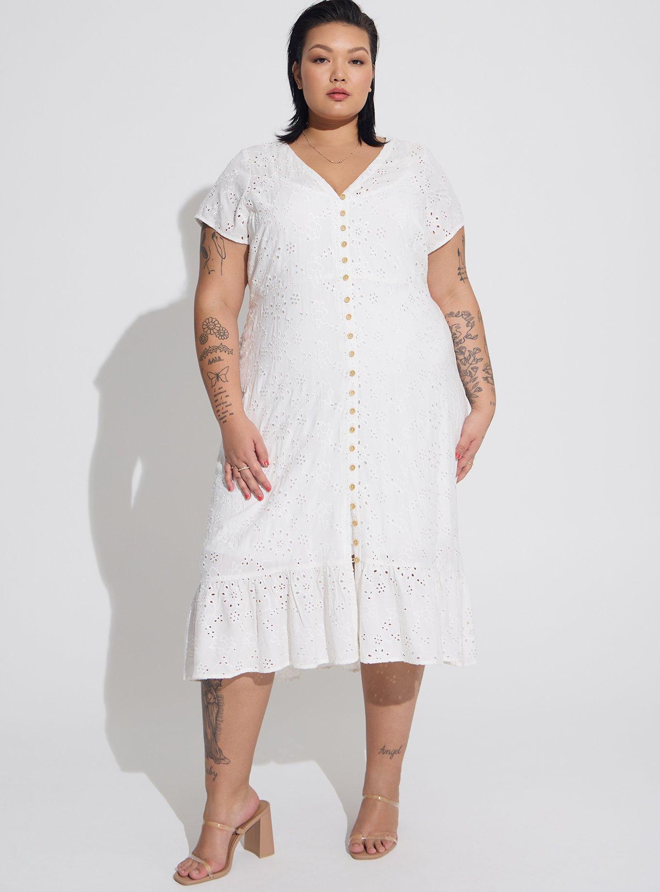 White embroidered eyelet floral dress size 2 from 2024 torrid