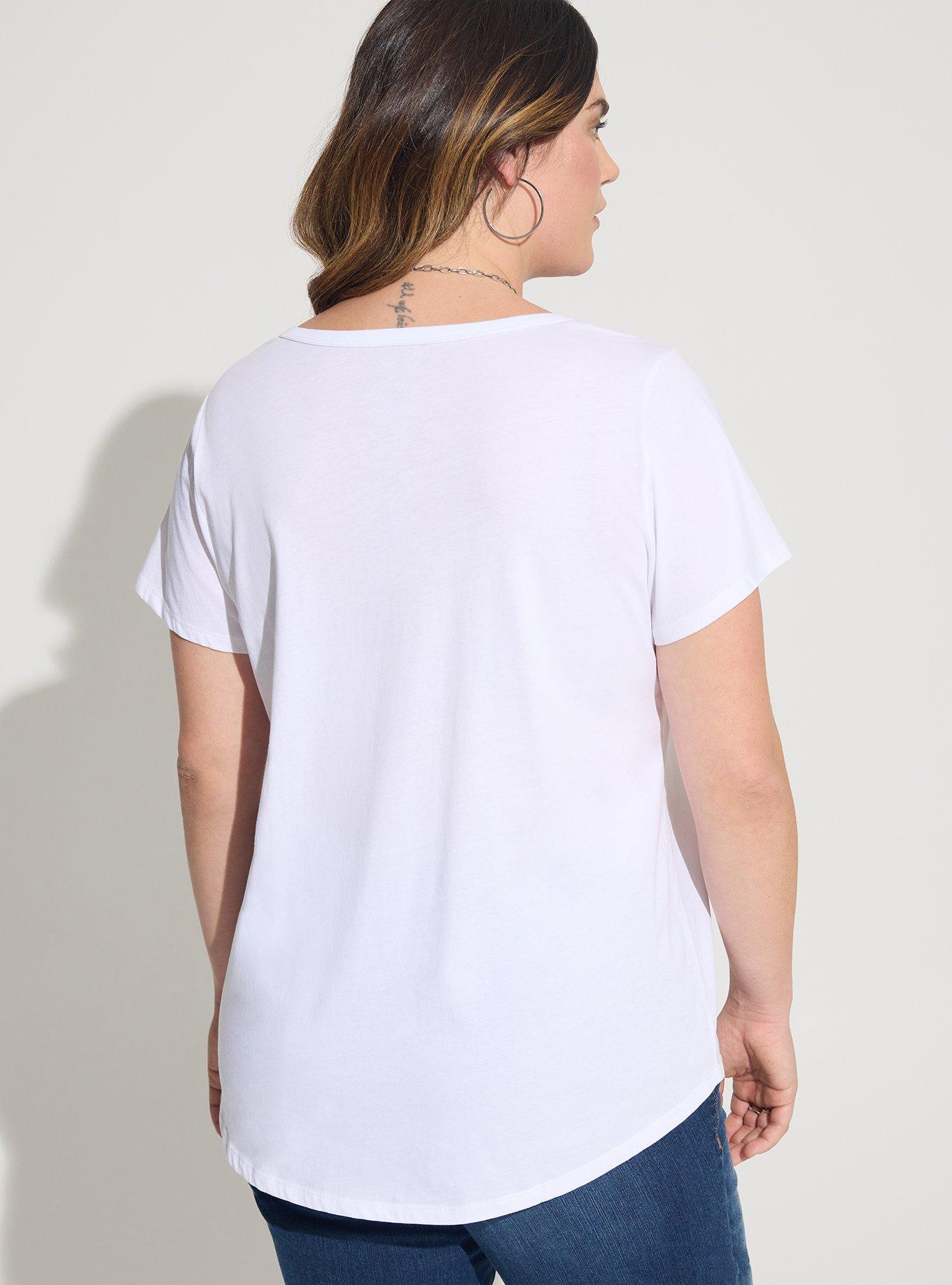 Cotton V-Neck Tee, BRIGHT WHITE, alternate