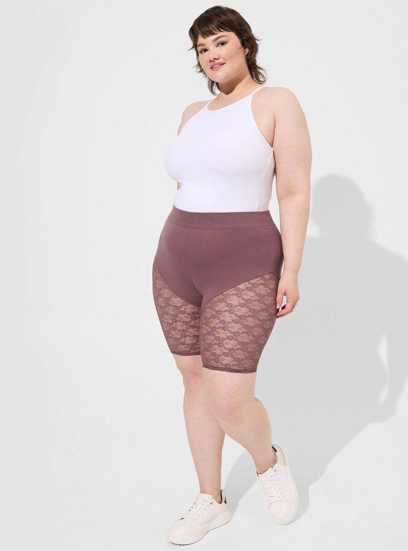 Plus Size - 9 Inch Signature Waist Lace Inset Bike Short - Torrid