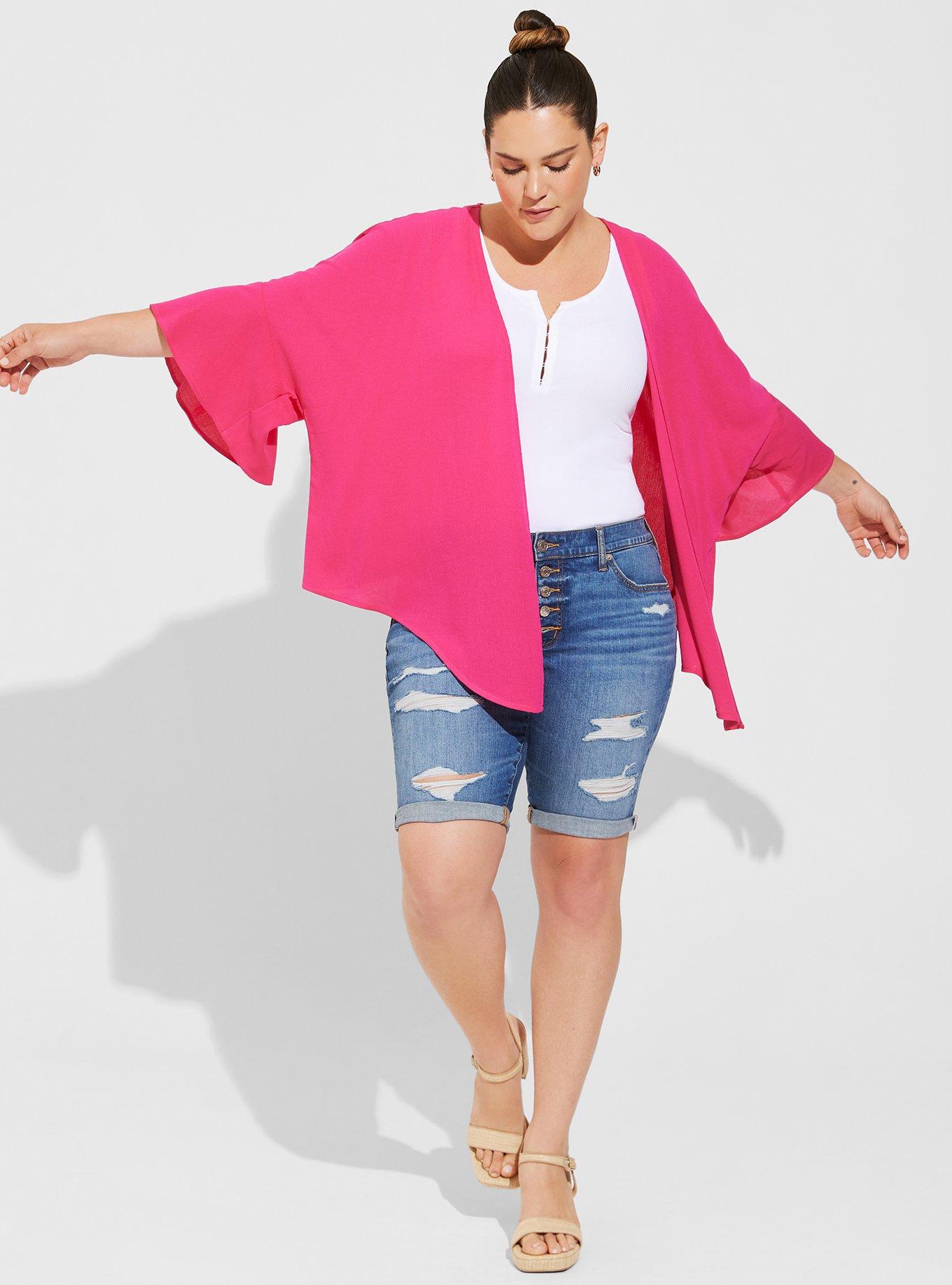 Washable Gauze Tie Front Crop Kimono