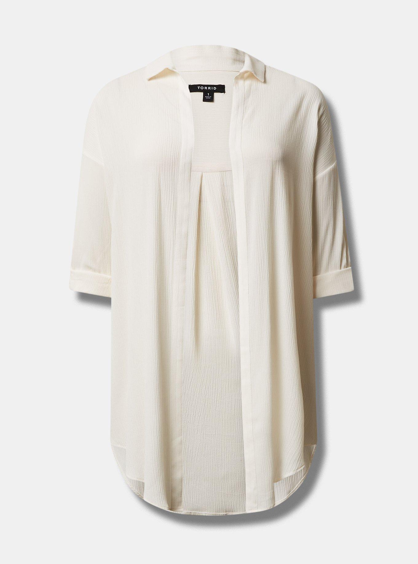 Plus Size Washable Gauze Open Front Shirt Kimono Torrid