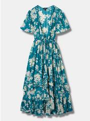 Textured Chiffon Maxi Kimono, FLORAL - GREEN, hi-res