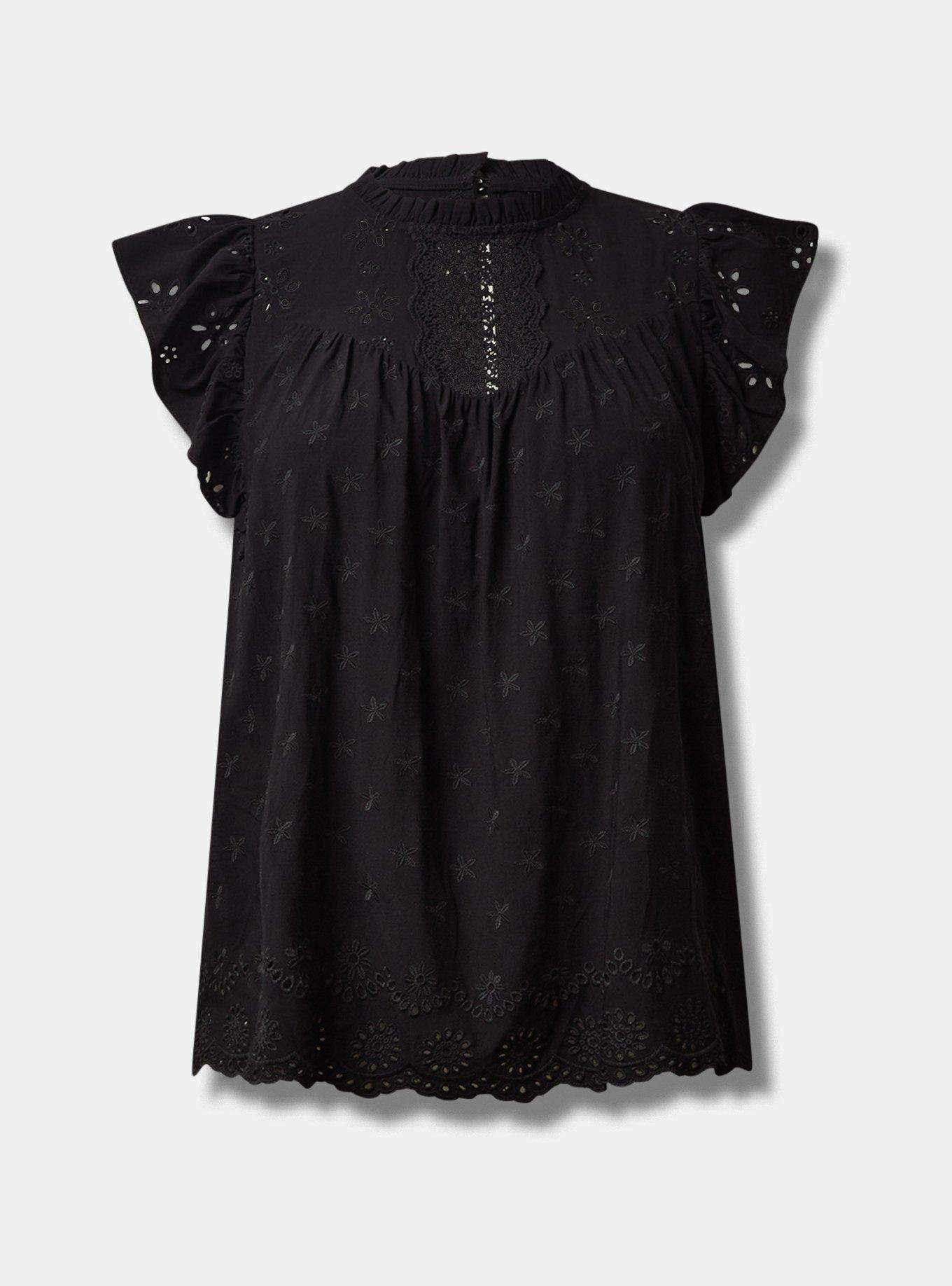 Eyelet Ruffle Sleeve Top