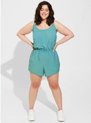 Stretch Woven Active Romper With Pockets, DEEP SEA, alternate