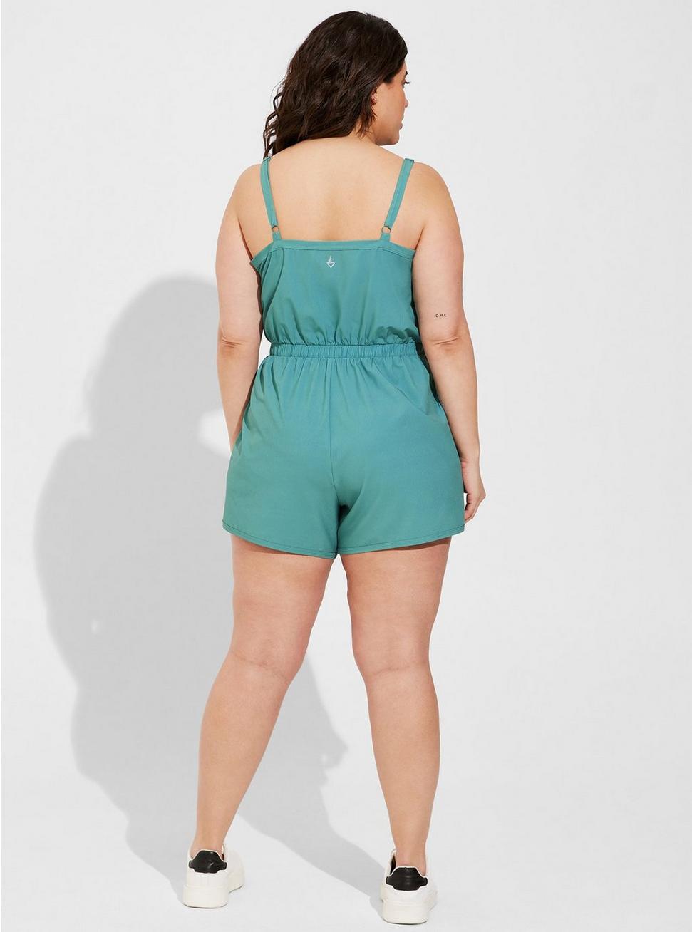 Stretch Woven Active Romper With Pockets, DEEP SEA, alternate