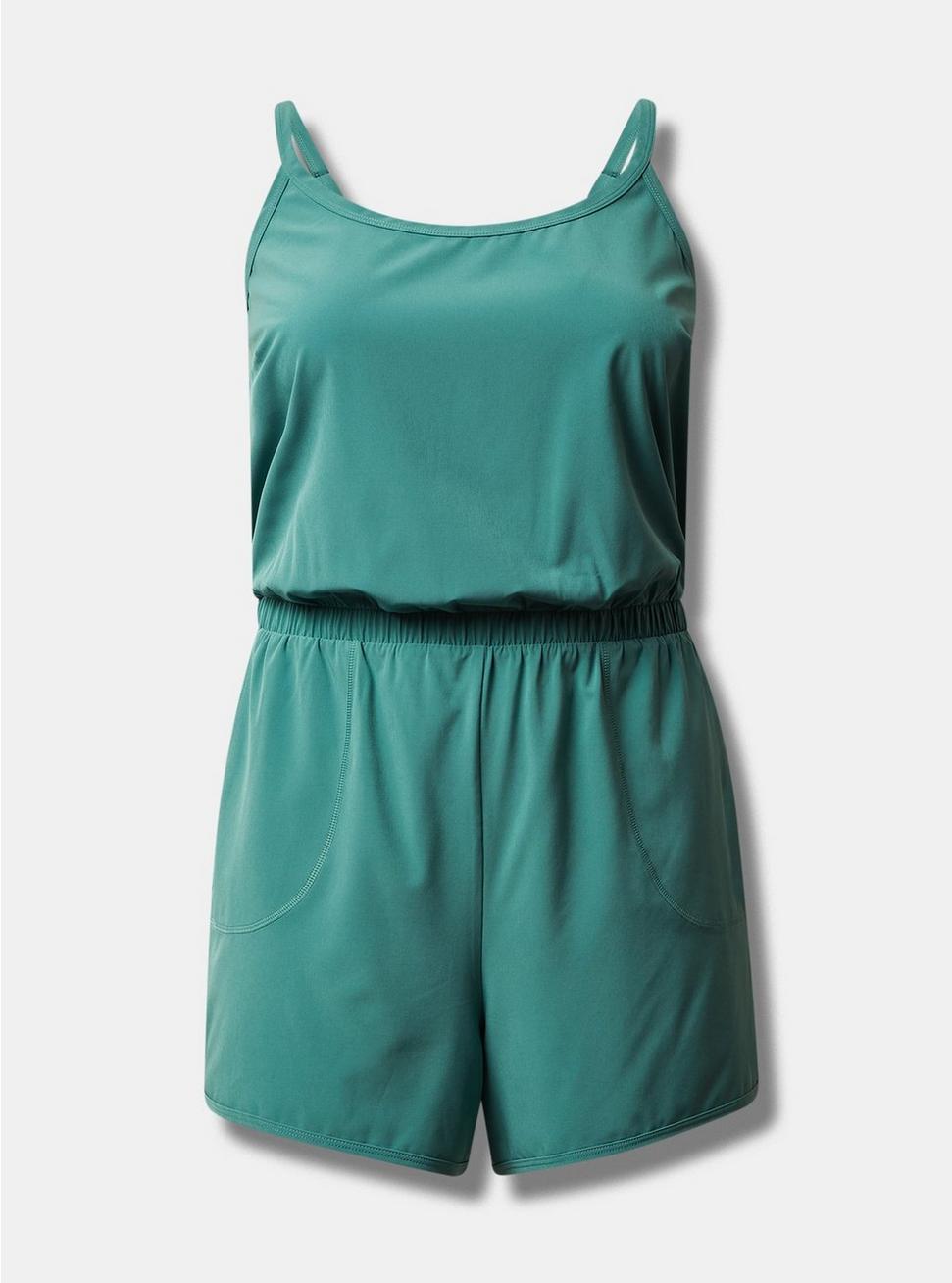 Stretch Woven Active Romper With Pockets, DEEP SEA, hi-res